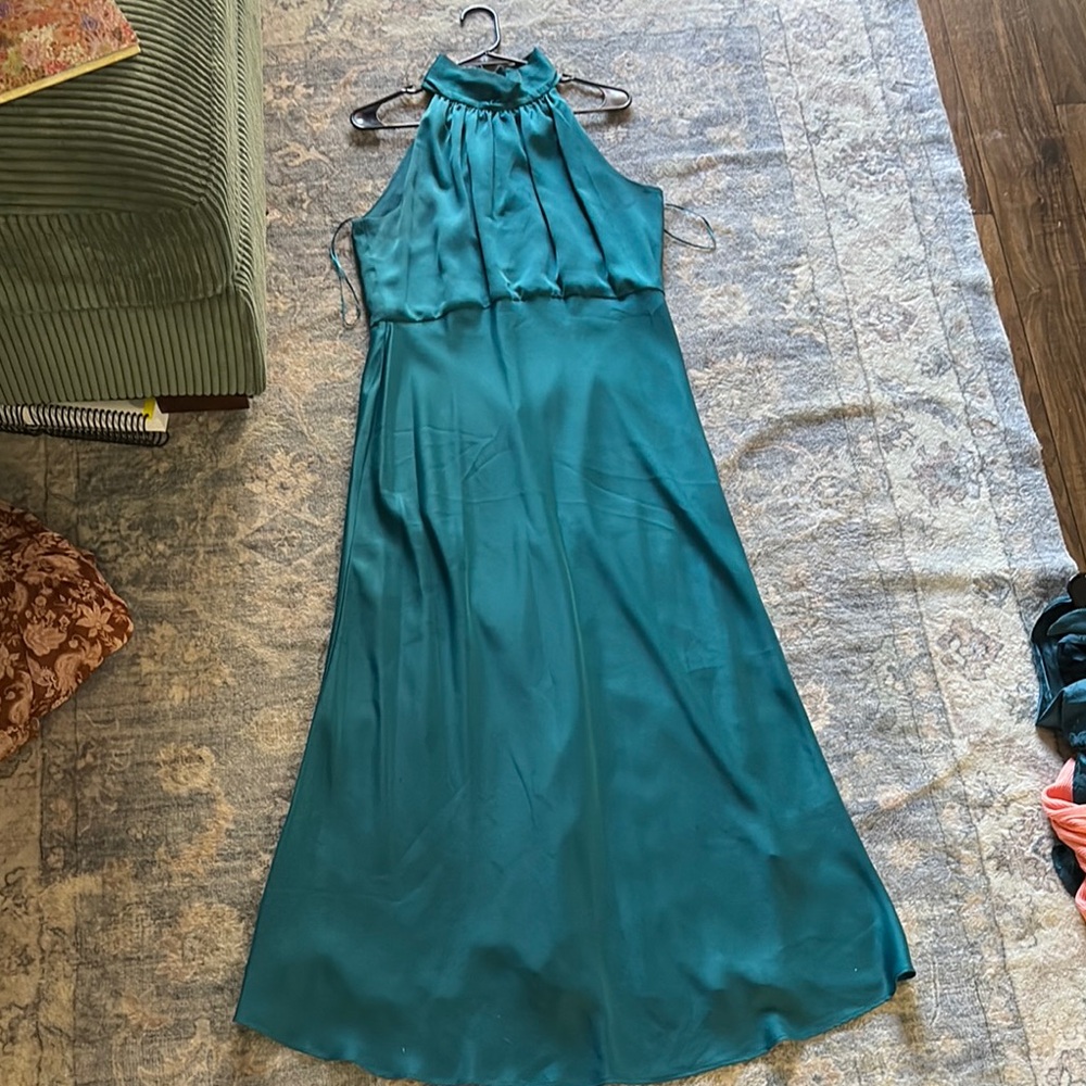 Taylor Blue Halter Maxi Dress for Cocktail